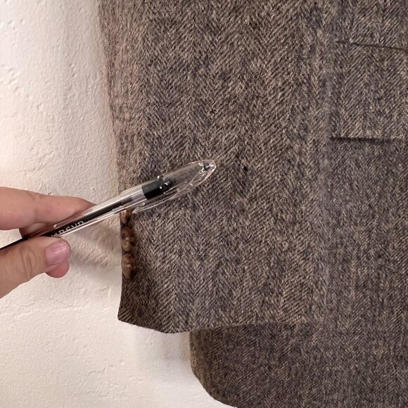 Stonehaven Mens Brown Herringbone Wool Blazer 2-Button USA Made Size 42R flaw - Picture 14 of 16